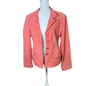 VTG Chadwick’s Suede Leather Jacket Coral Pink Button Front Y2K Boho Moto Sz 10